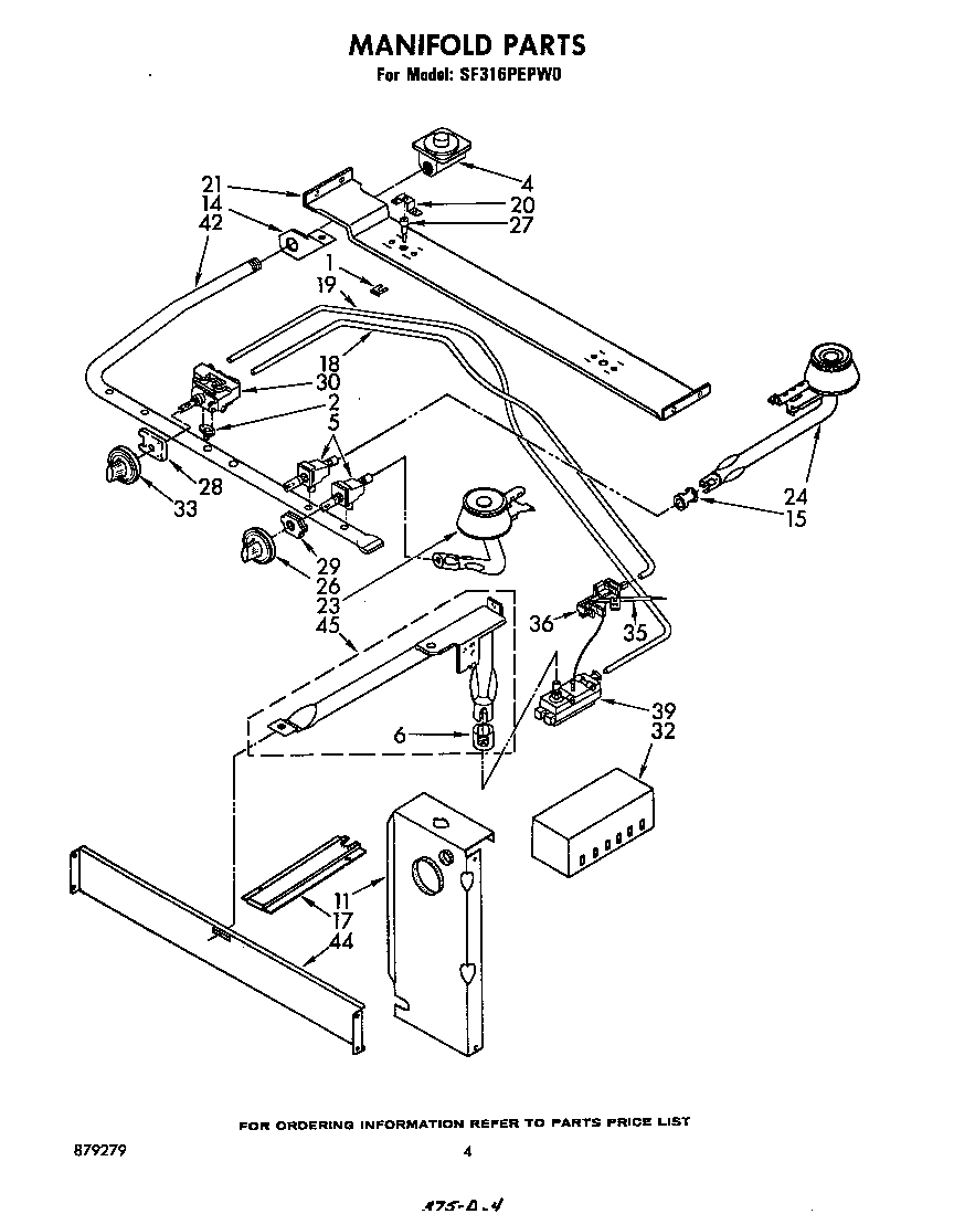 Whirlpool SF316PEPW0 manifold diagram