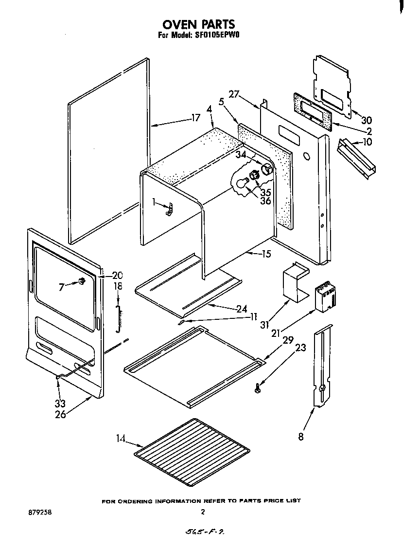 Whirlpool SF0105EPW0 oven diagram