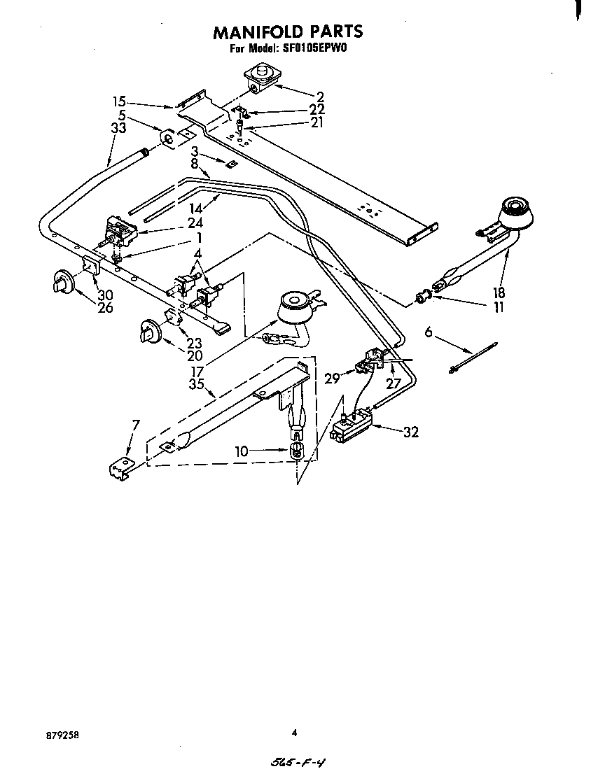 Whirlpool SF0105EPW0 manifold diagram