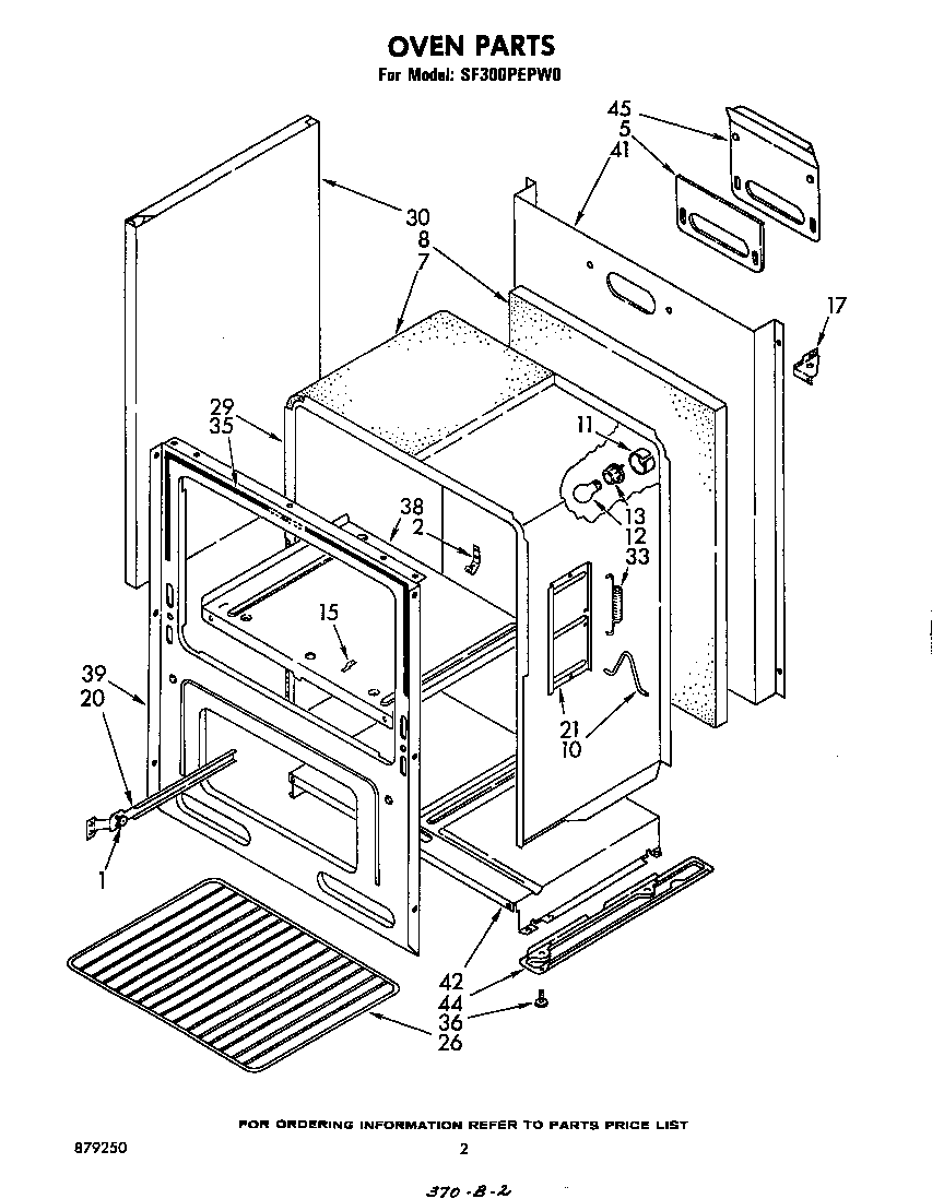 Whirlpool SF300PEPW0 oven diagram