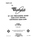 Whirlpool SF315EEPW0 front cover diagram