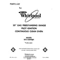 Whirlpool SF315ESPW0 front cover diagram