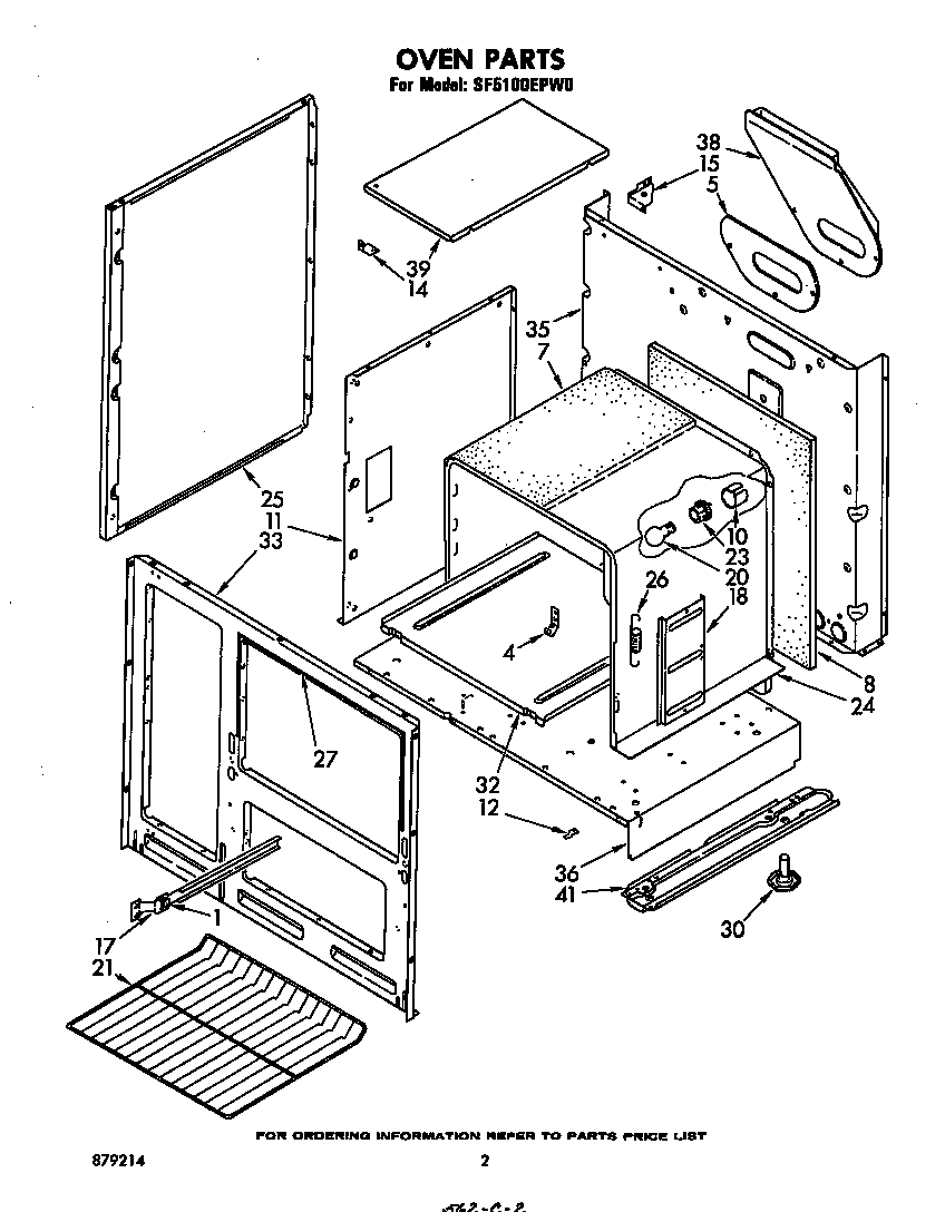 Whirlpool SF5100EPW0 oven diagram