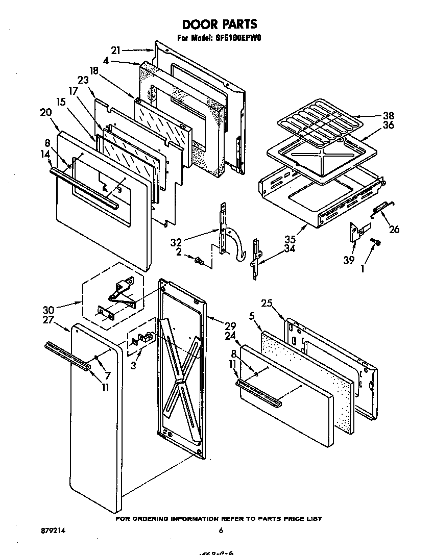 Whirlpool SF5100EPW0 door diagram