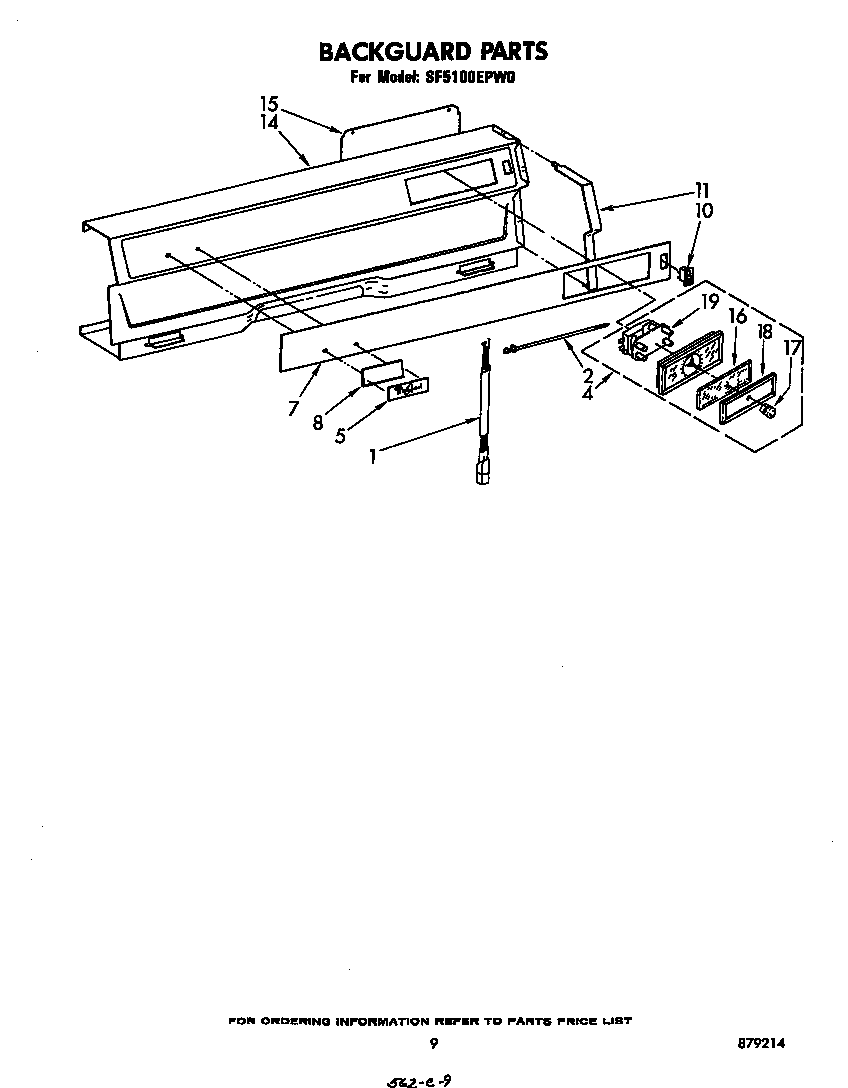 Whirlpool SF5100EPW0 backguard diagram