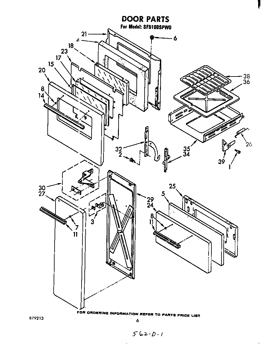 Whirlpool SF5100SPW0 door diagram