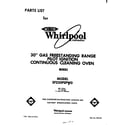 Whirlpool SF330PSPW0 front cover diagram
