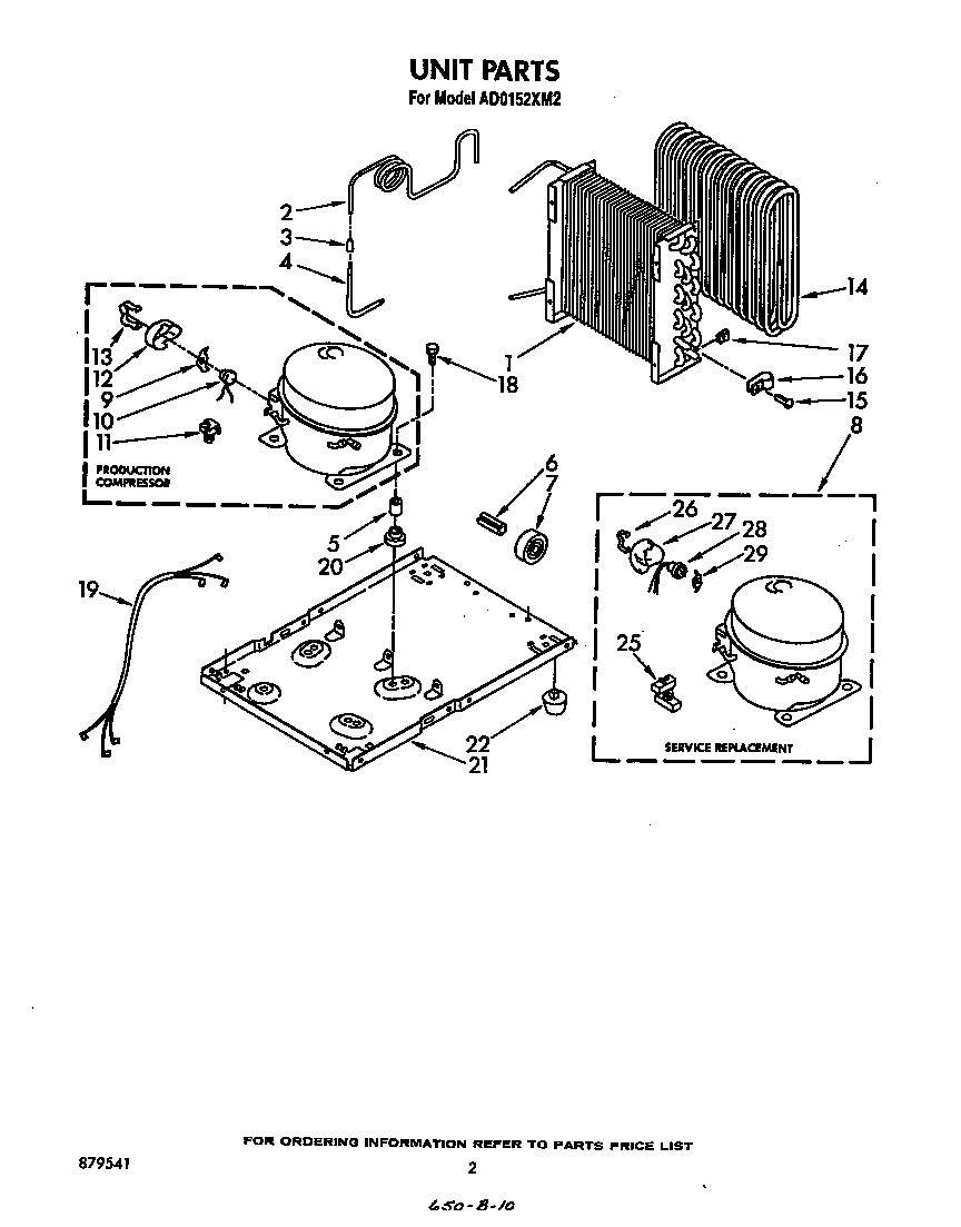 Whirlpool AD0152XM2 unit parts diagram