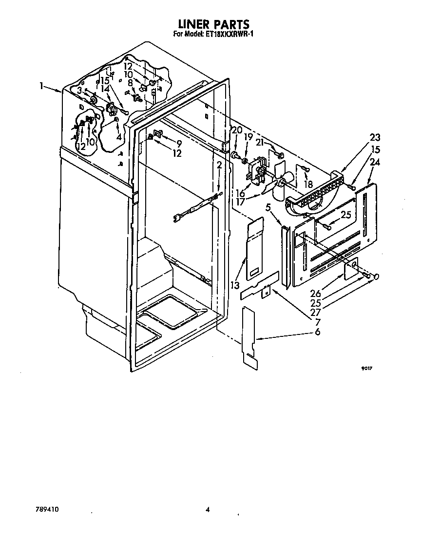 Whirlpool ET18NKXRWR2 liner diagram