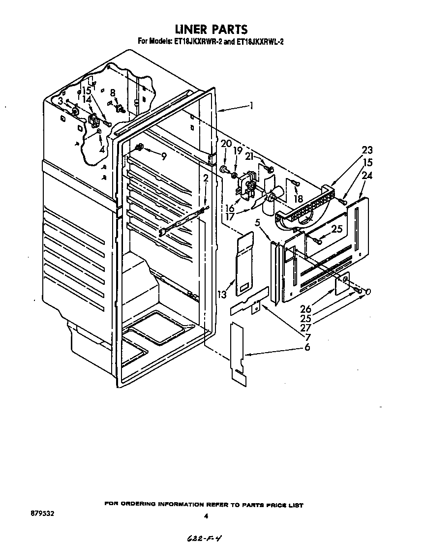Whirlpool ET18JKXRW2 liner diagram
