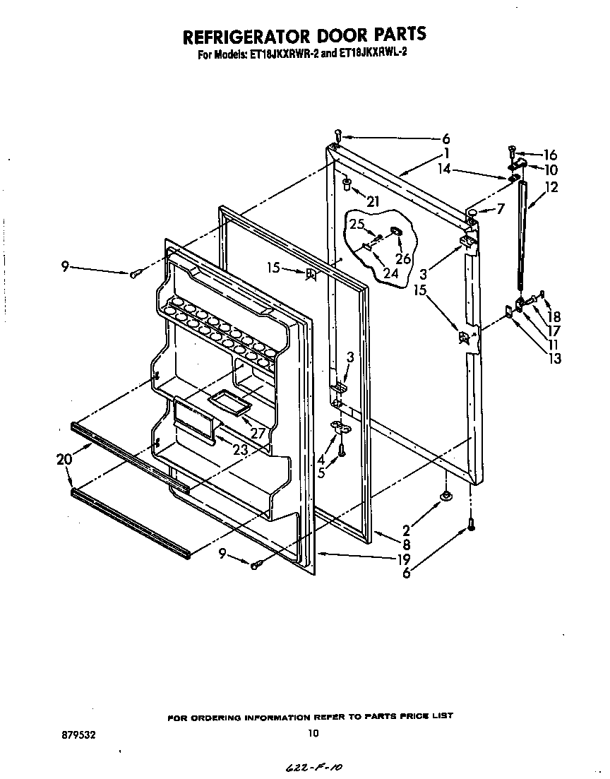 Whirlpool ET18JKXRW2 refrigerator door diagram