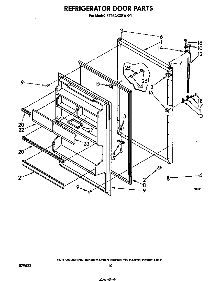 Whirlpool ET16AKXRWR1 refrigerator door diagram