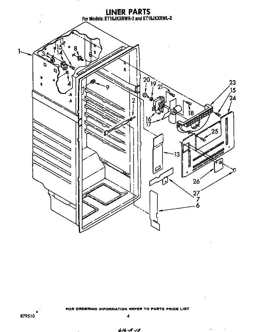 Whirlpool ET16JKXRWR2 liner diagram