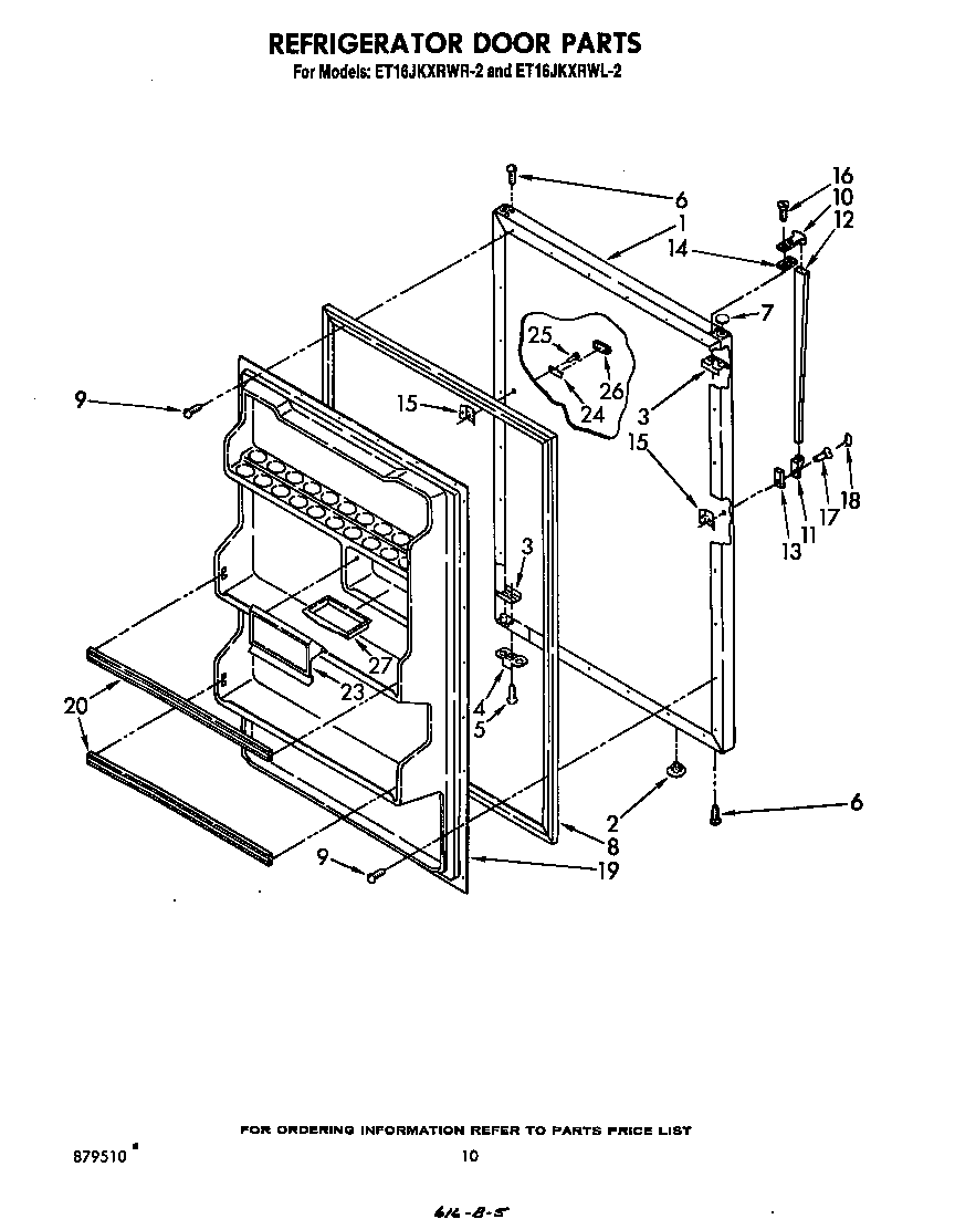 Whirlpool ET16JKXRWR2 refrigerator door diagram