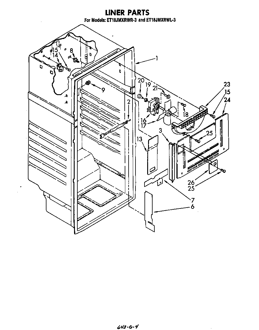 Whirlpool ET18JMXRWR3 liner diagram