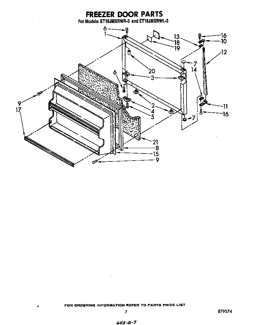Whirlpool ET18JMXRWR3 freezer door diagram