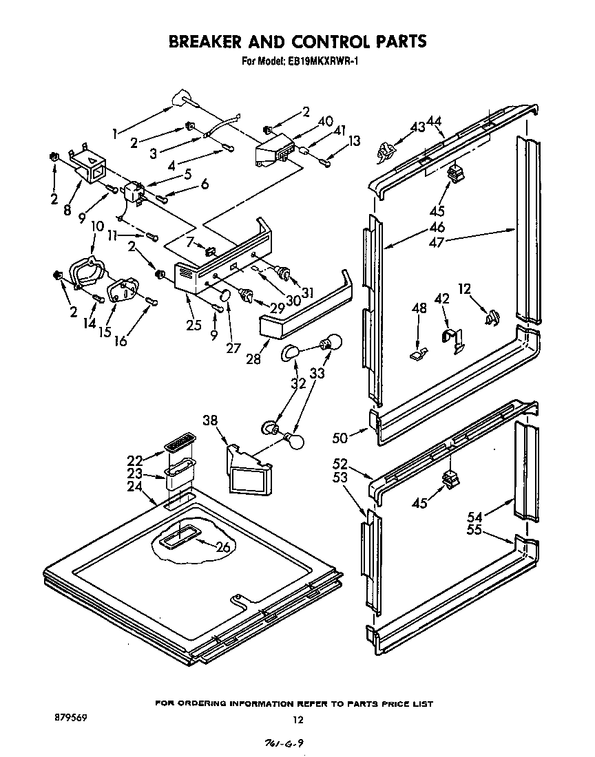 Whirlpool EB19MKXRWR1 breaker and control diagram