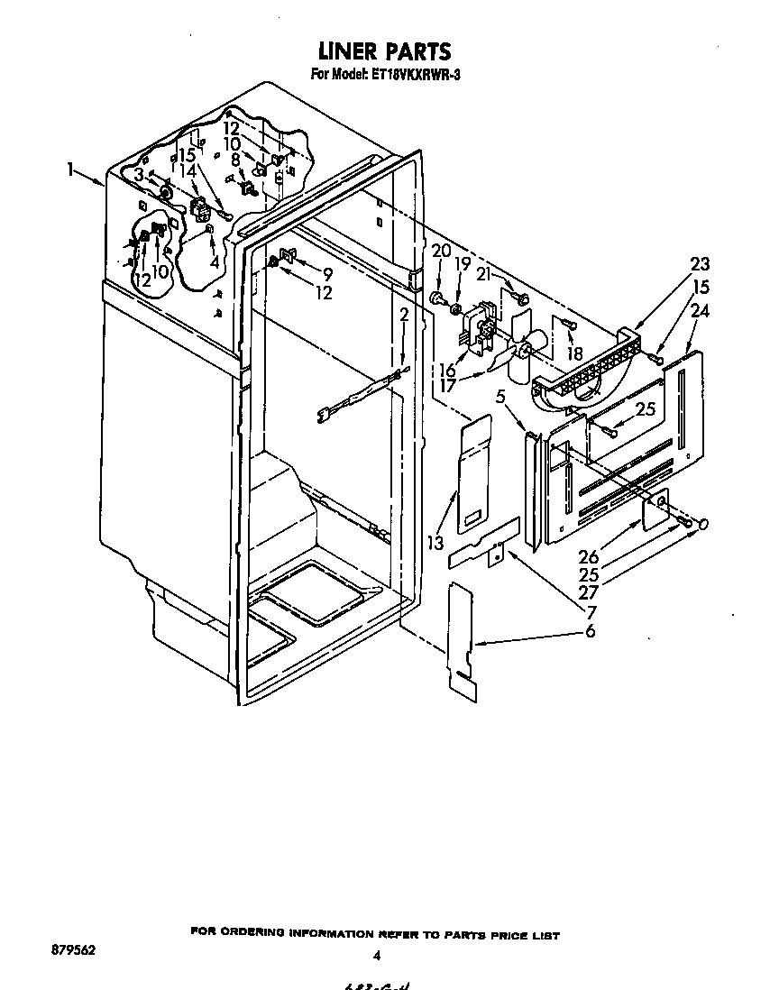 Whirlpool ET18VKXRWR3 liner diagram