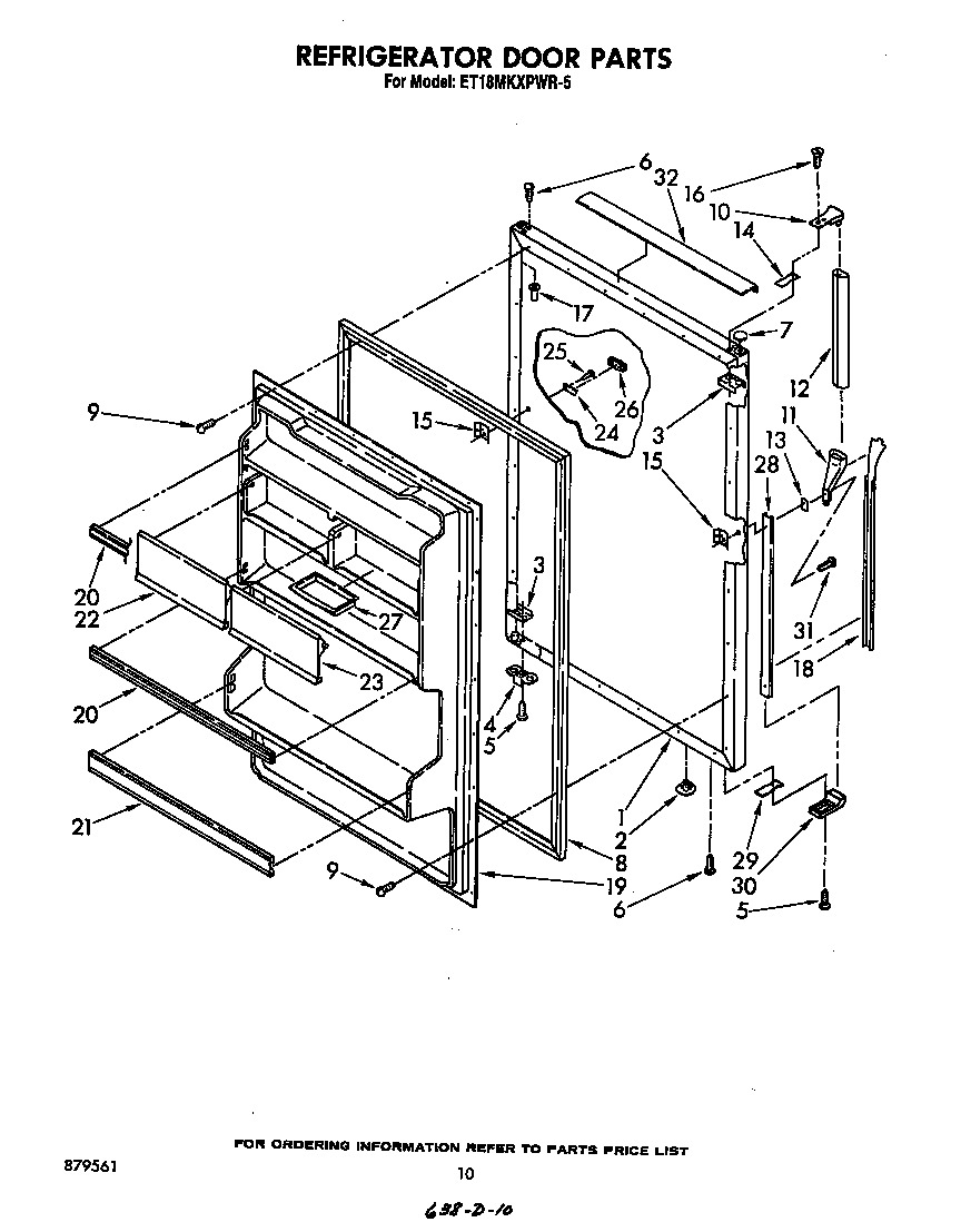Whirlpool ET18MKXPWR5 refrigerator door diagram