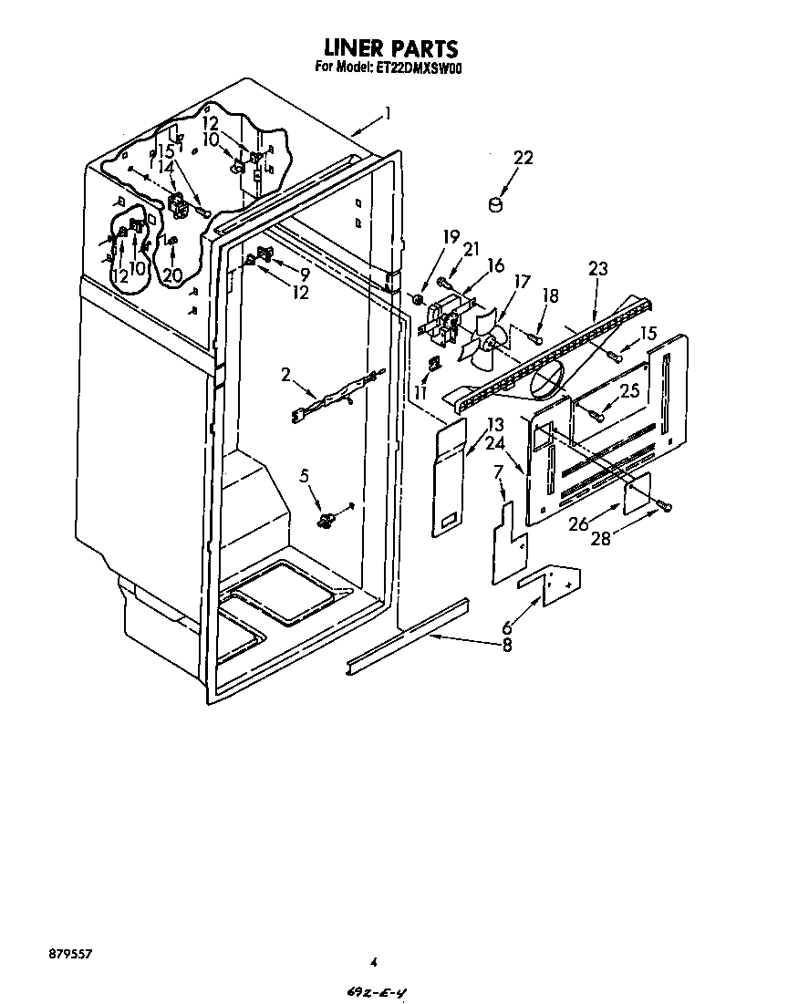 Whirlpool ET22DMXSW00 liner diagram