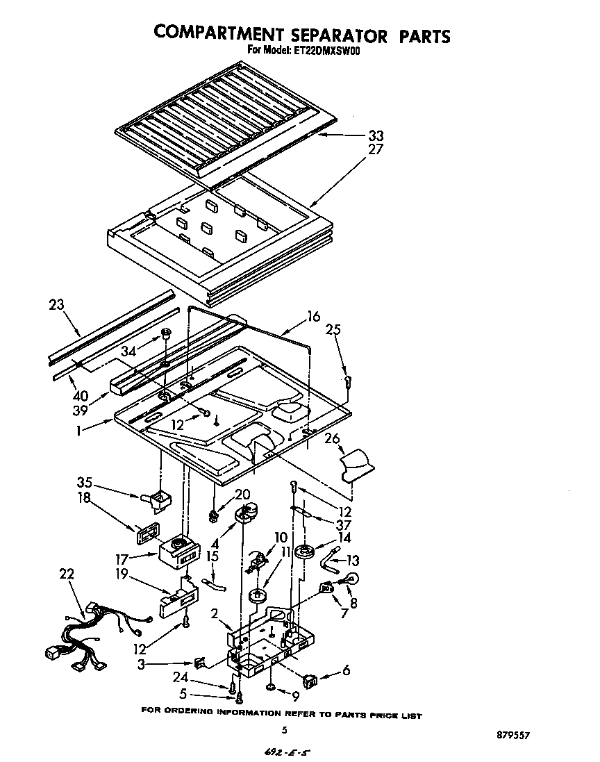 Whirlpool ET22DMXSW00 compartment separator diagram