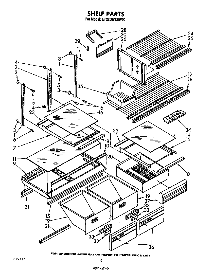 Whirlpool ET22DMXSW00 shelf diagram