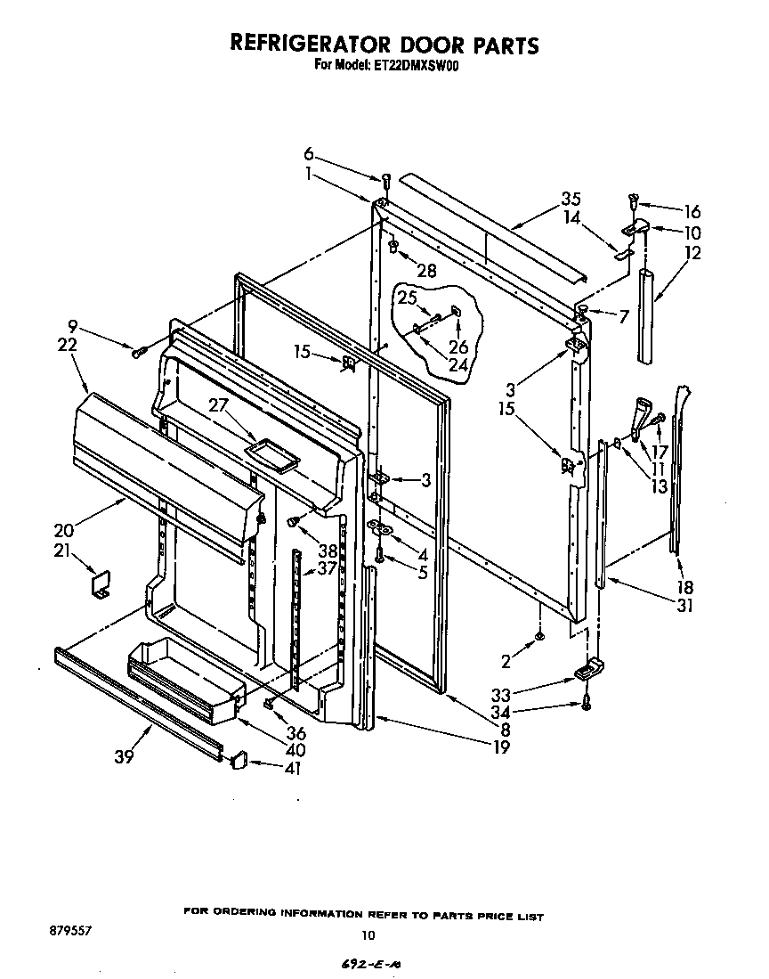 Whirlpool ET22DMXSW00 refrigerator door diagram