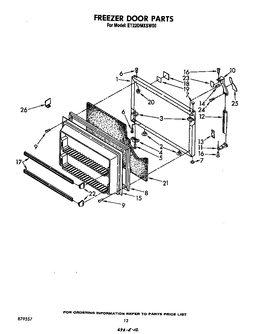 Whirlpool ET22DMXSW00 freezer door diagram
