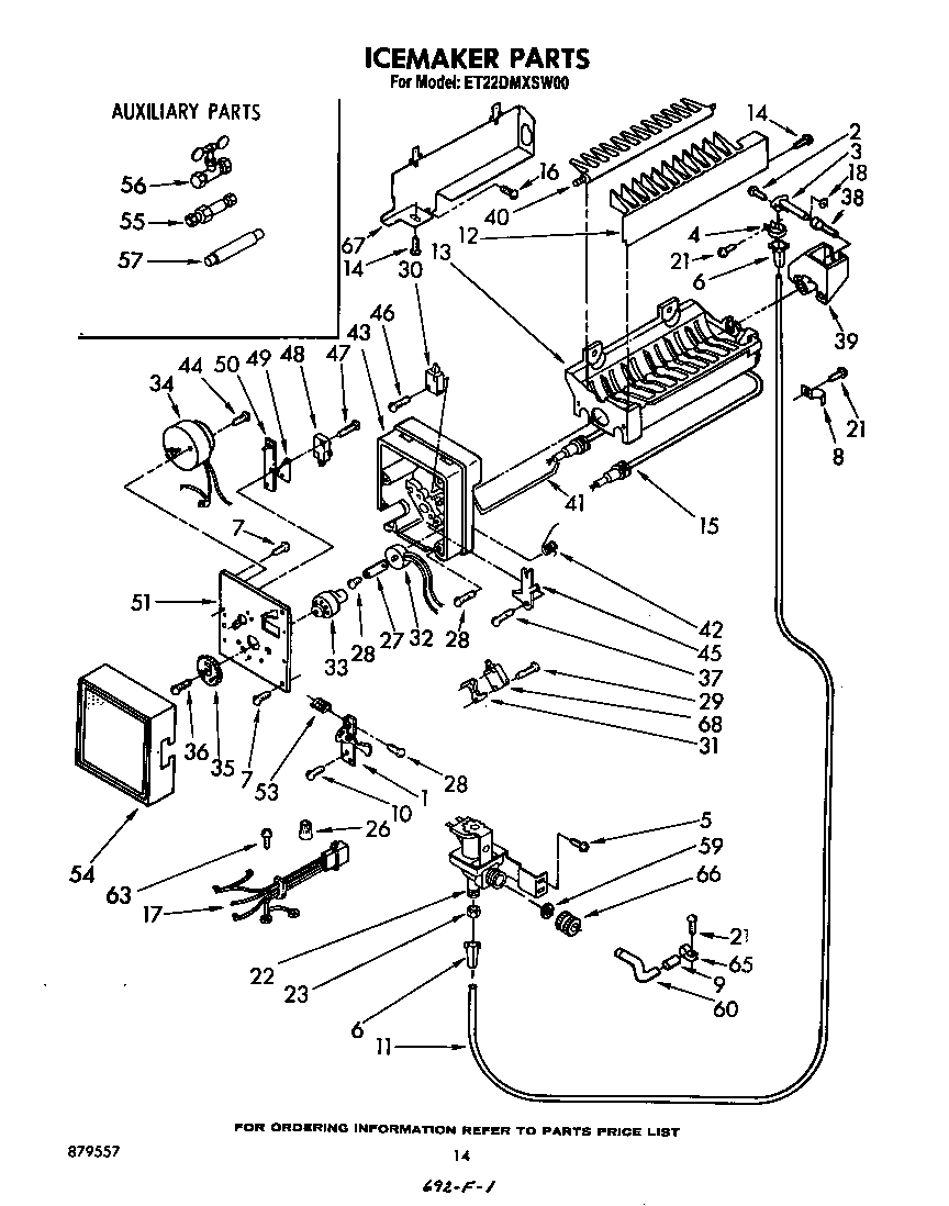 Whirlpool ET22DMXSW00 ice maker diagram