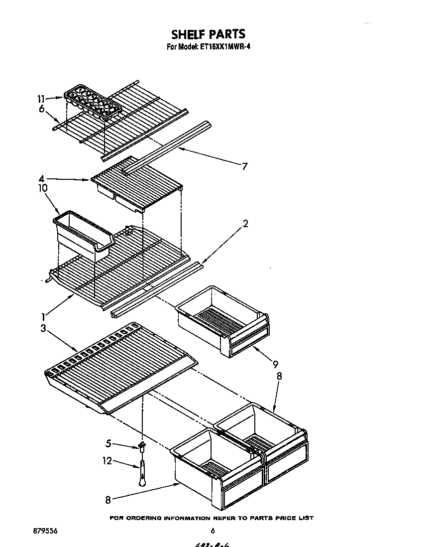 Whirlpool ET16XK1MWR4 shelf diagram