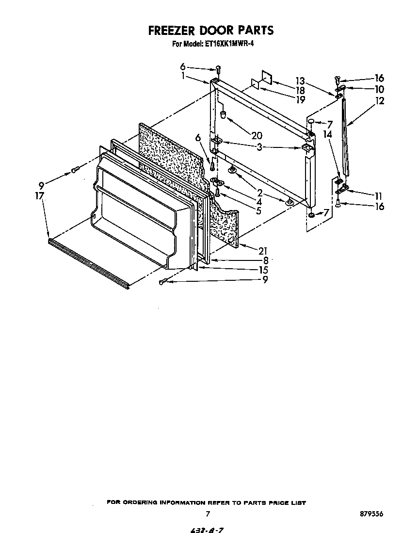 Whirlpool ET16XK1MWR4 freezer door diagram
