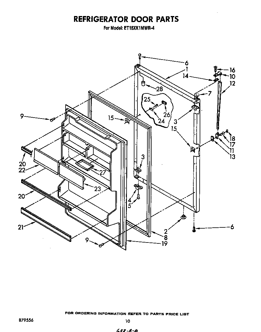 Whirlpool ET16XK1MWR4 refrigerator door diagram