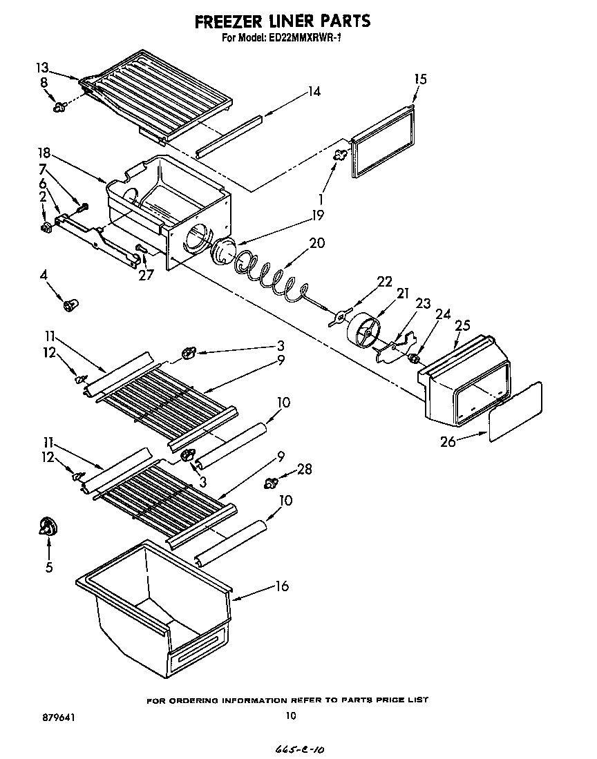 Whirlpool ED22MMXRWR1 freezer liner diagram