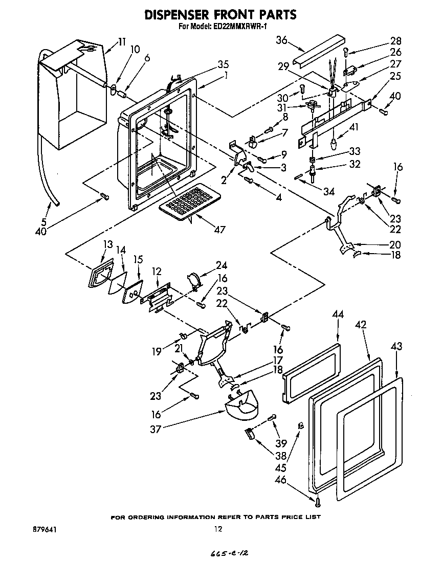 Whirlpool ED22MMXRWR1 dispenser front diagram