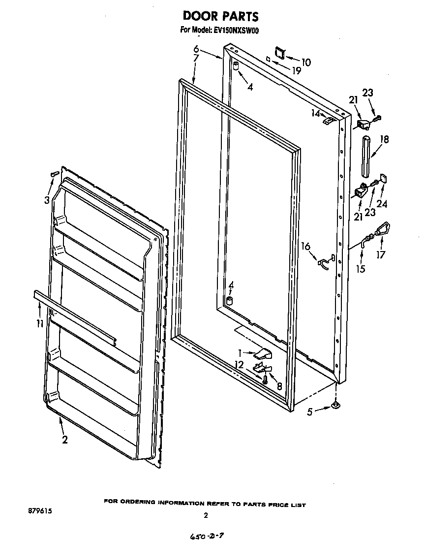 Whirlpool EV150NXSW00 door diagram