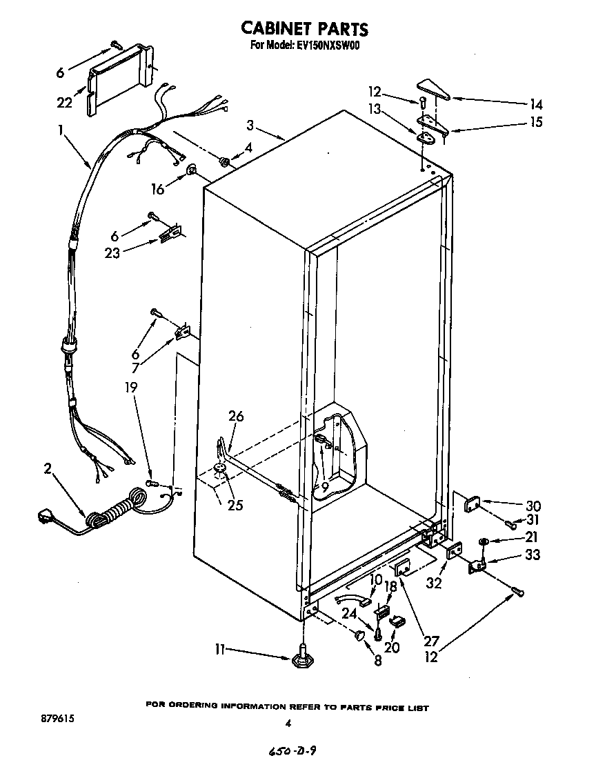 Whirlpool EV150NXSW00 cabinet diagram