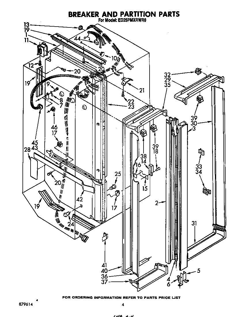 Whirlpool ED25PMXRWR0 breaker and partition diagram
