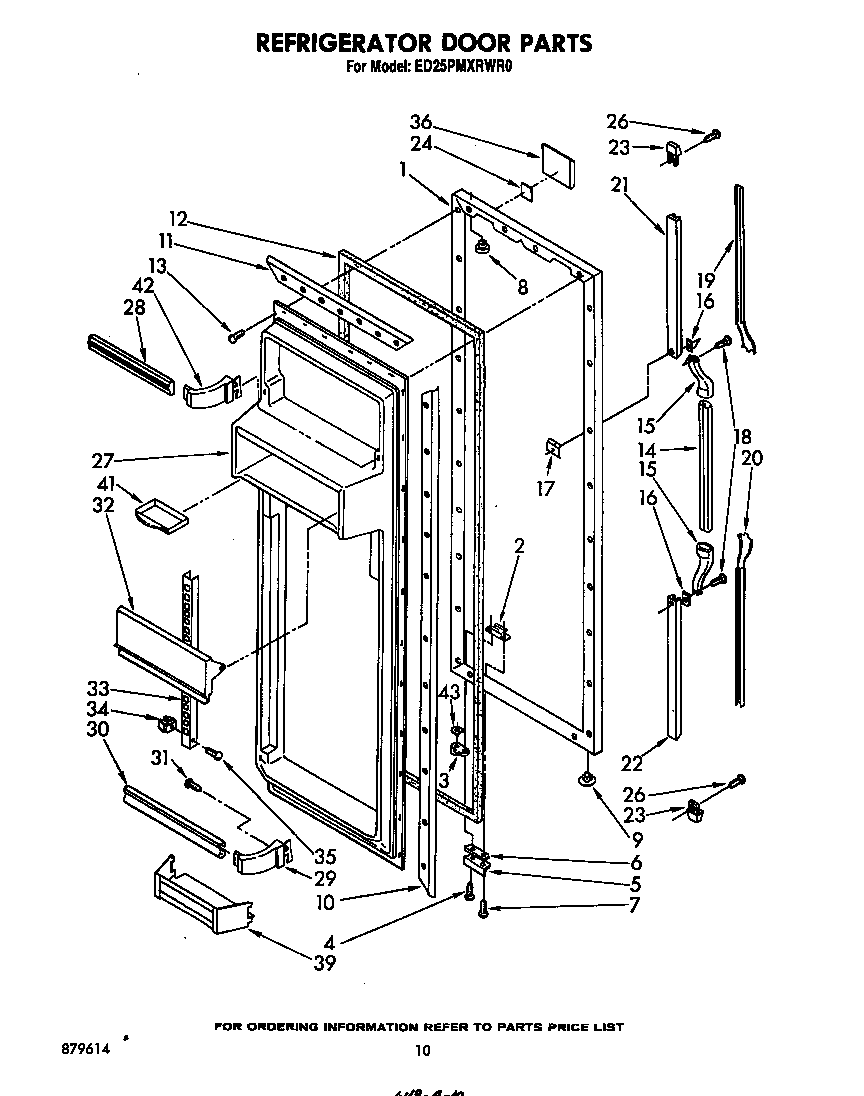 Whirlpool ED25PMXRWR0 refrigerator door diagram