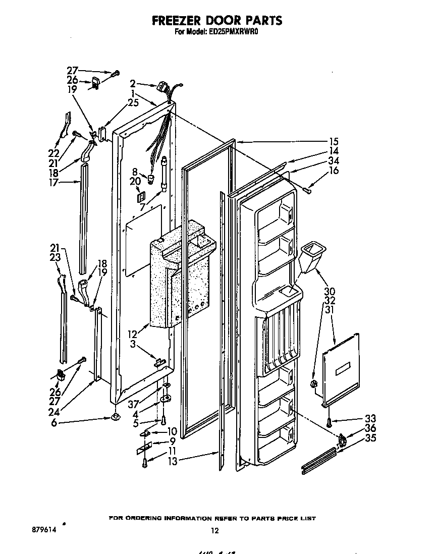 Whirlpool ED25PMXRWR0 freezer door diagram