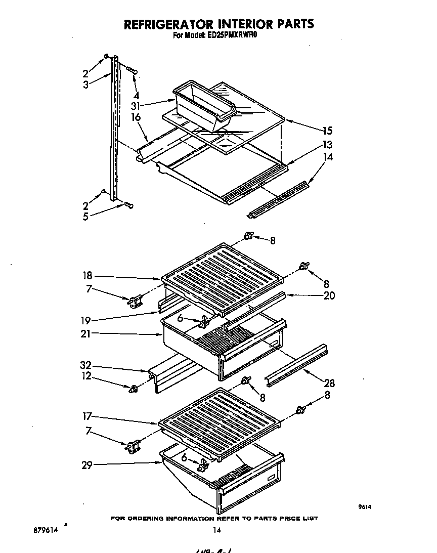 Whirlpool ED25PMXRWR0 refrigerator interior diagram