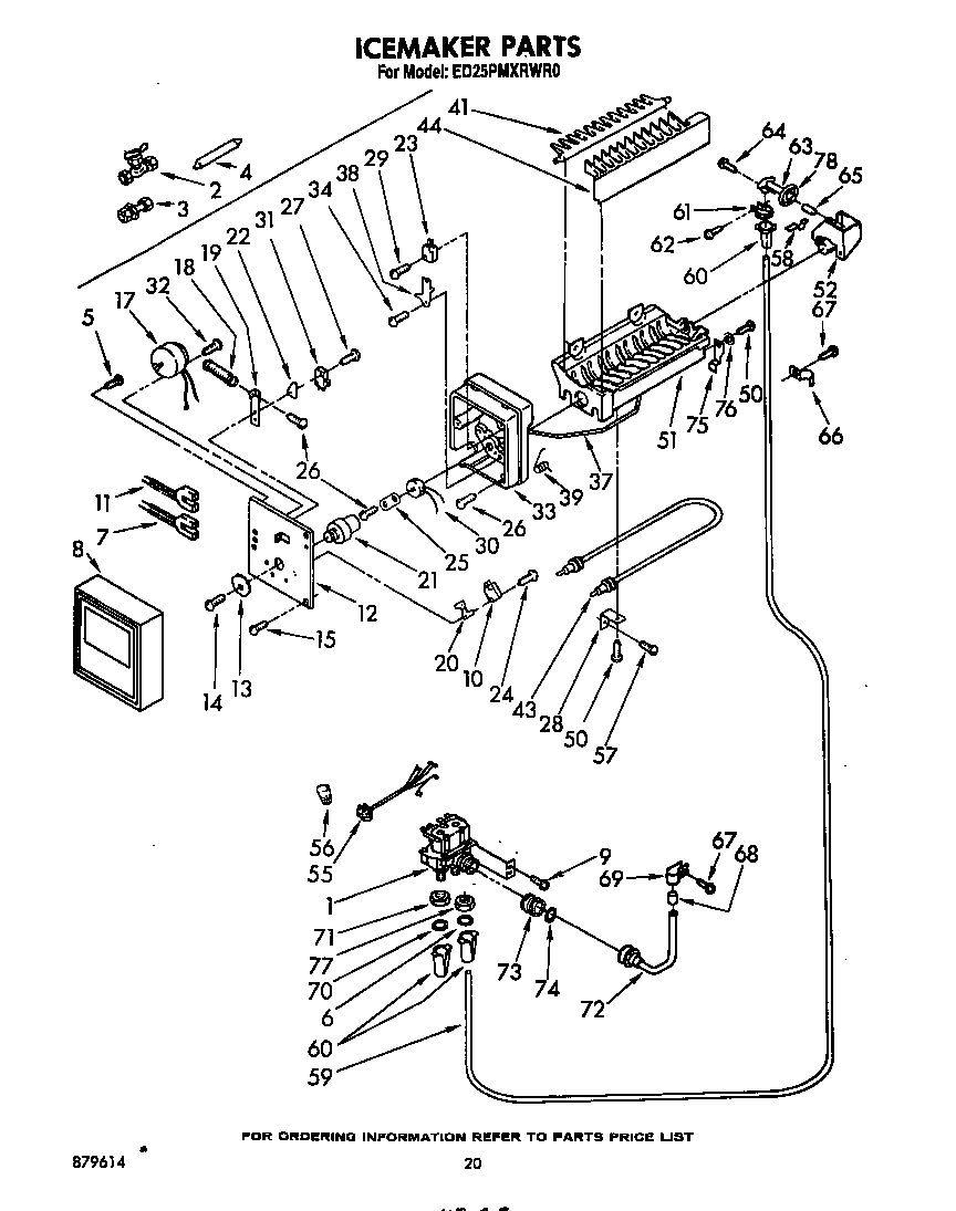 Whirlpool ED25PMXRWR0 ice maker diagram