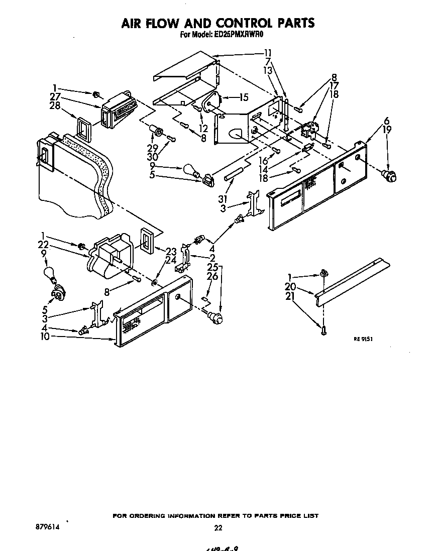 Whirlpool ED25PMXRWR0 airflow and control diagram