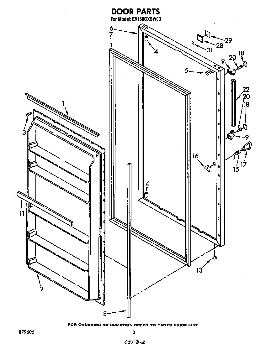 Whirlpool EV150CXSW00 door diagram