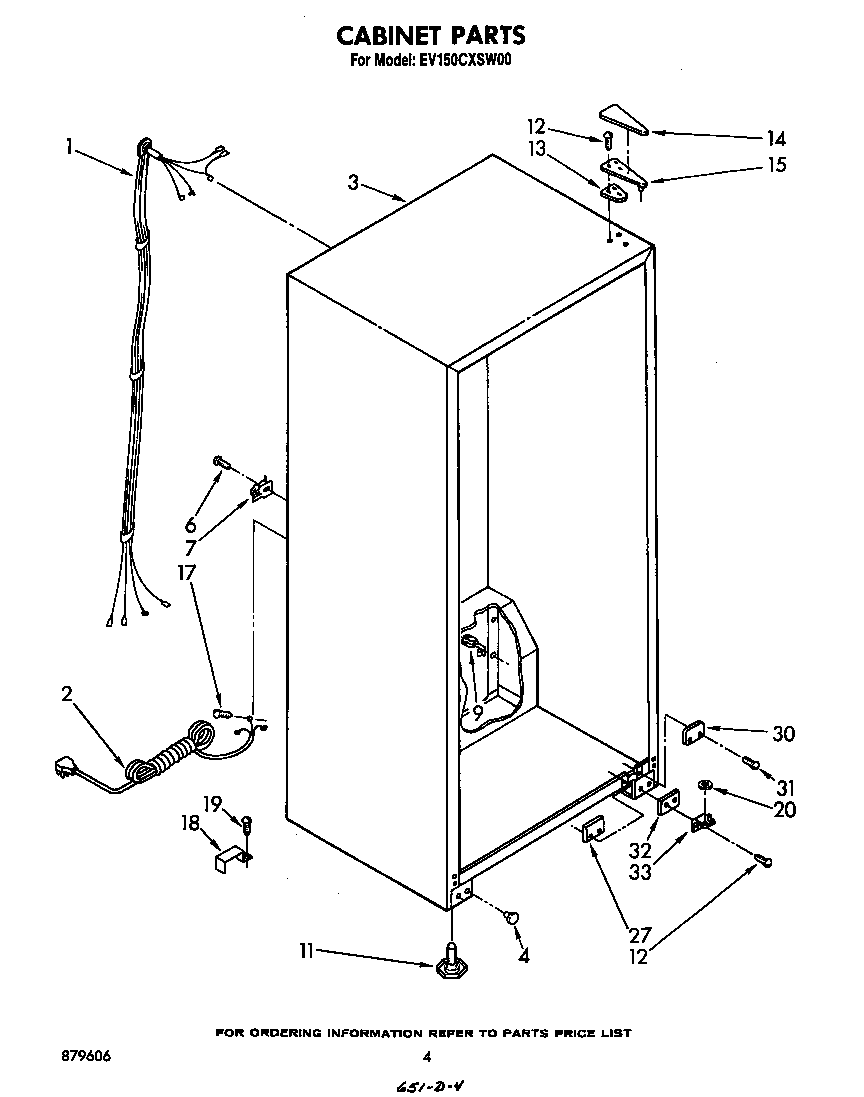 Whirlpool EV150CXSW00 cabinet diagram