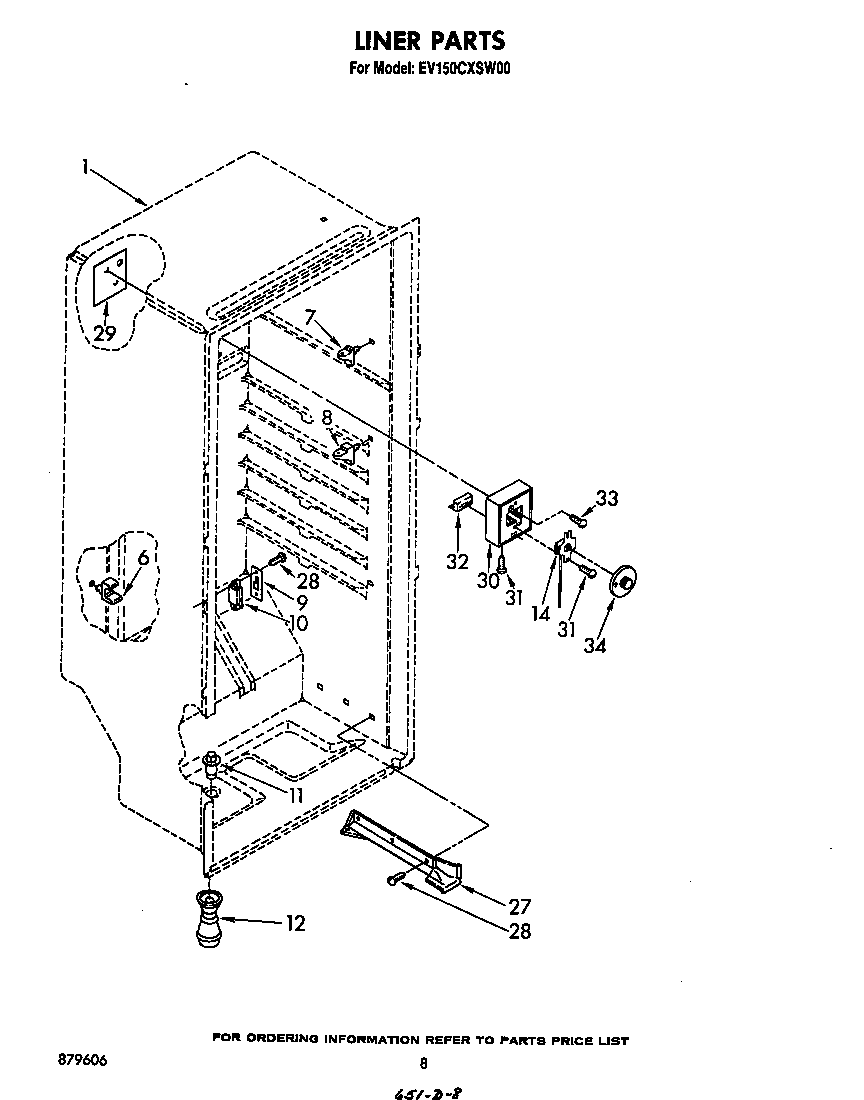 Whirlpool EV150CXSW00 liner diagram