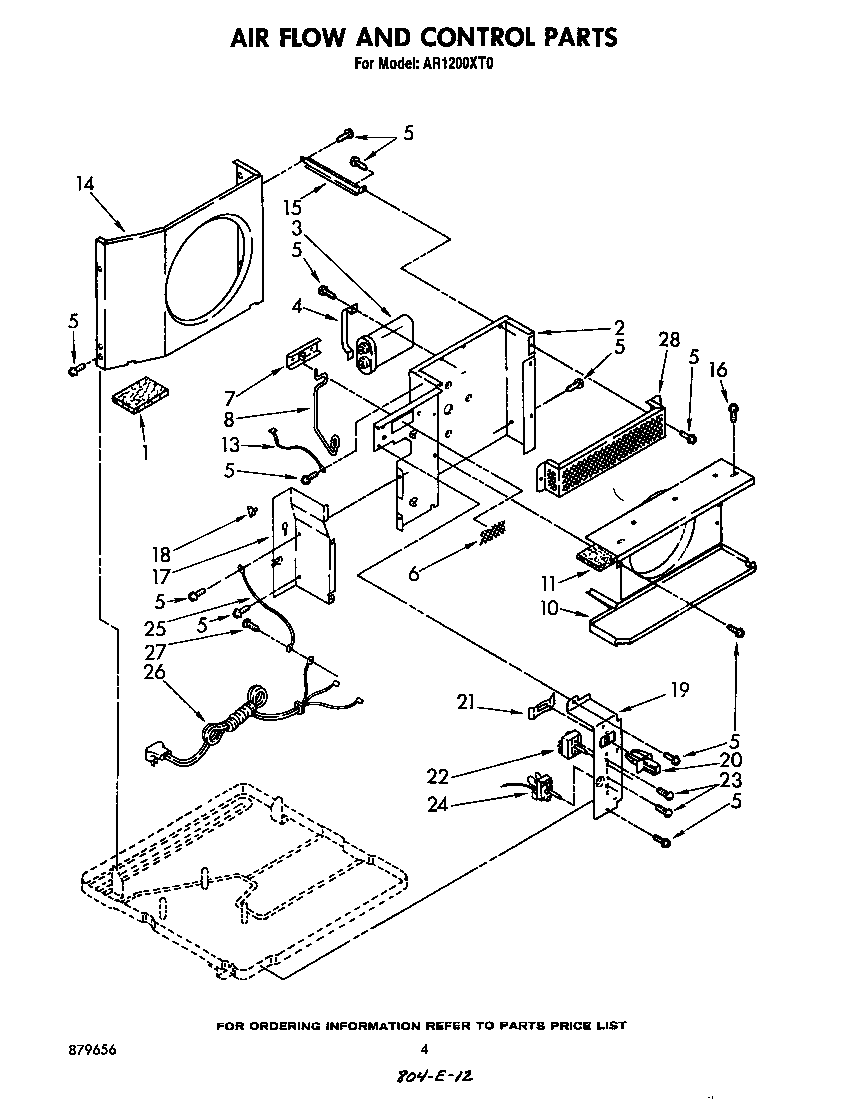 Whirlpool AR1200XT0 airflow and control diagram