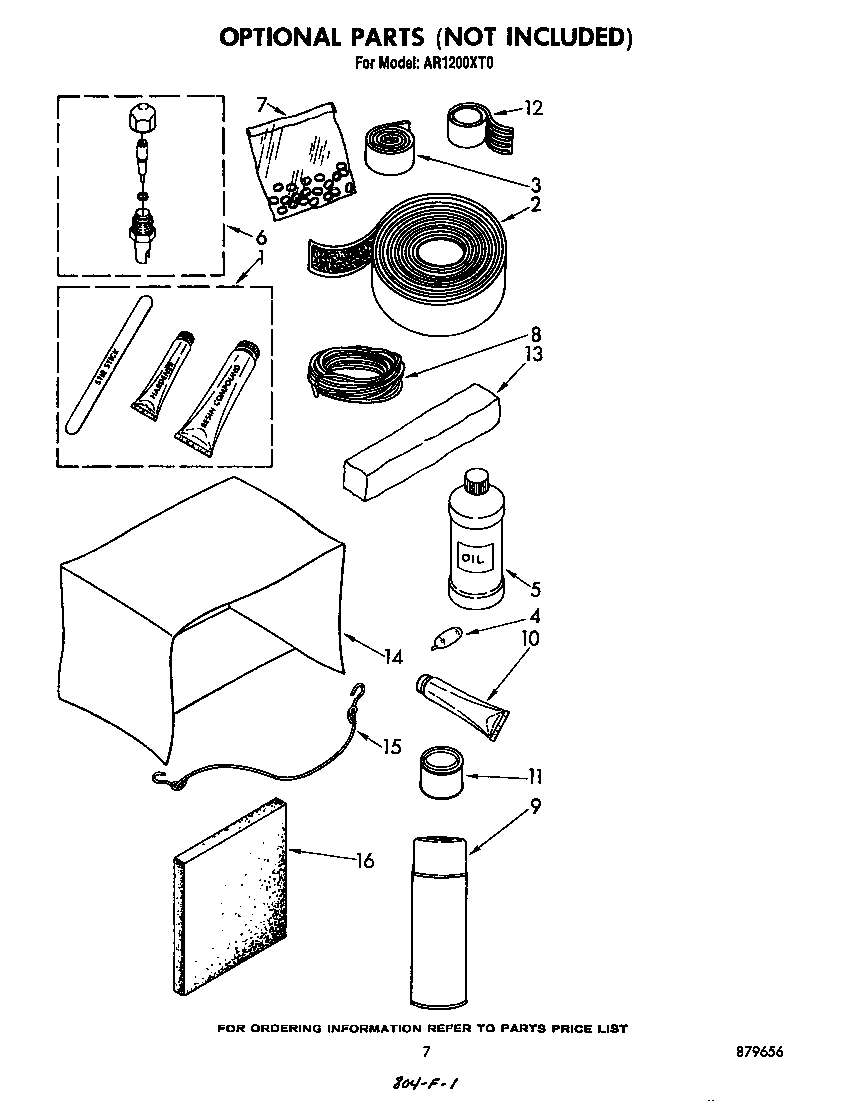 Whirlpool AR1200XT0 lit/optional diagram