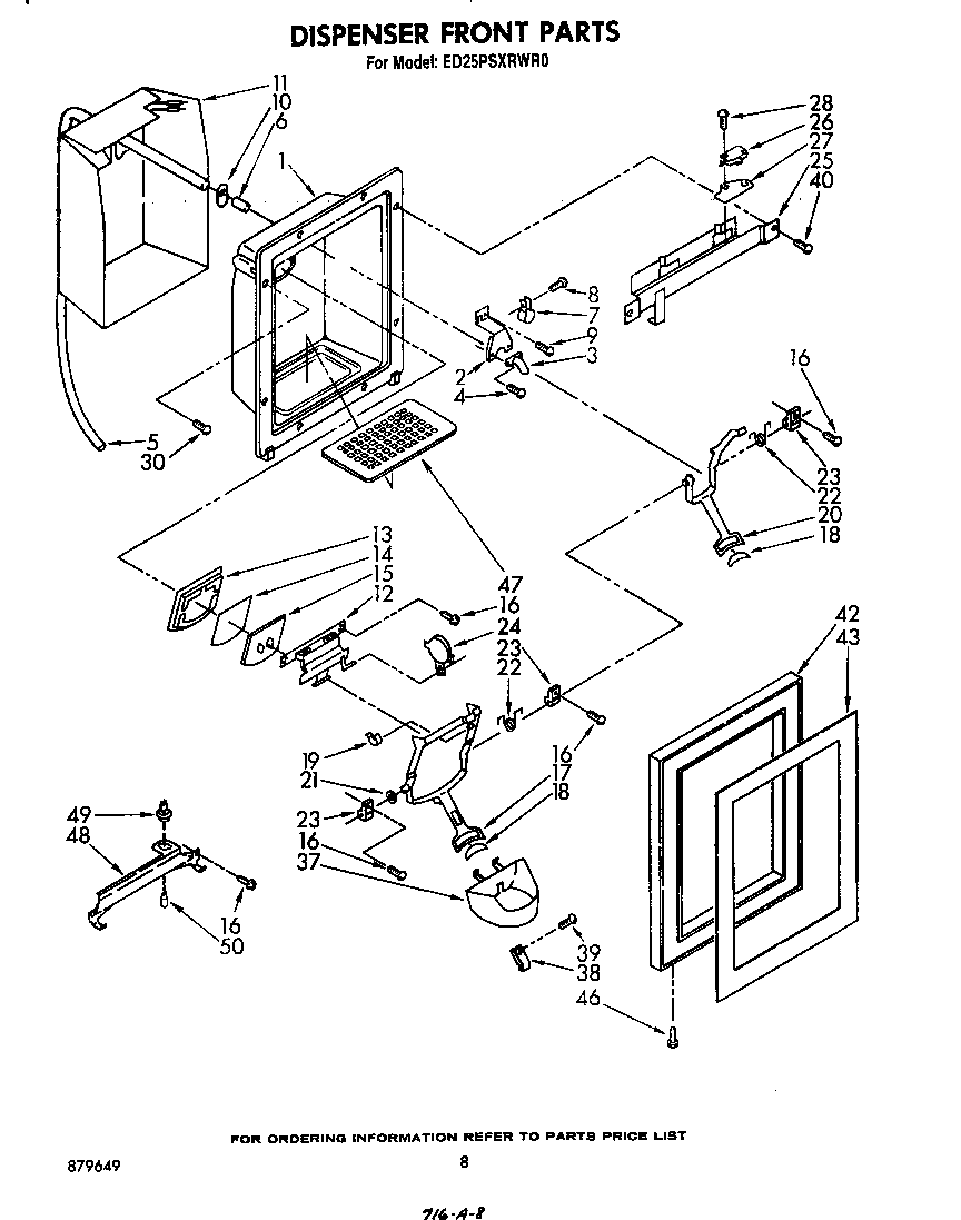 Whirlpool ED25PSXRWR0 dispenser front diagram