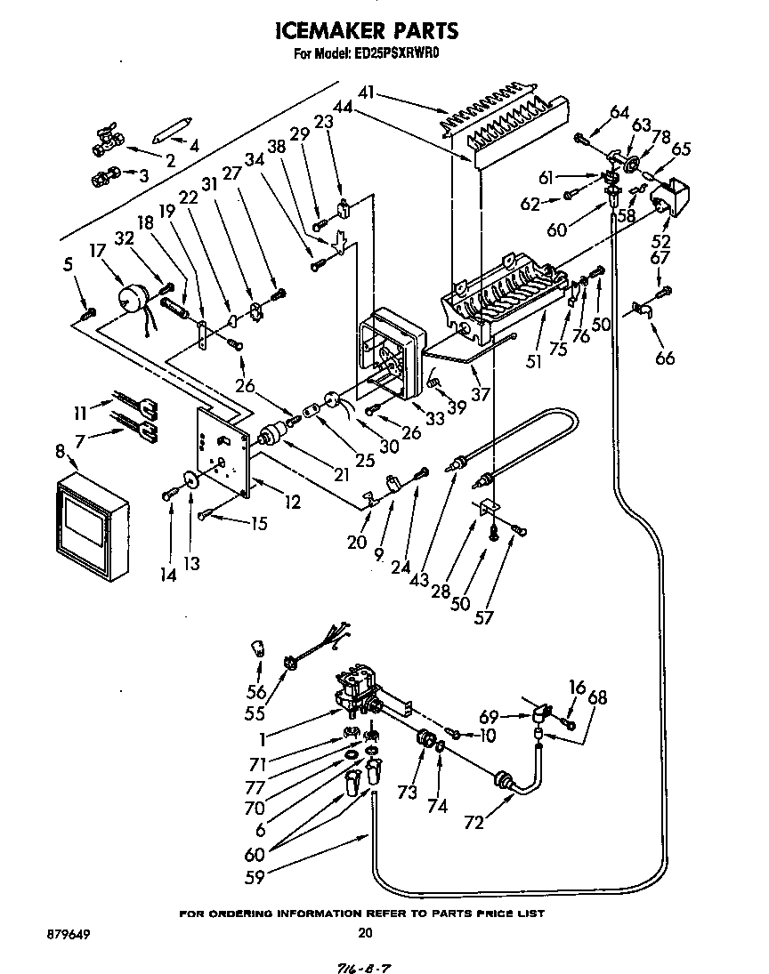 Whirlpool ED25PSXRWR0 ice maker diagram