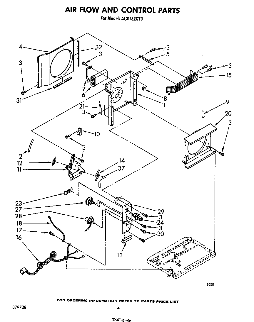 Whirlpool AC0752XT0 airflow and control diagram